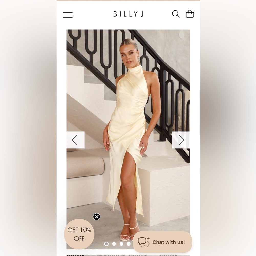 Yellow High-Neck Satin Midi Dress bridesmaid - Picture 1 of 1